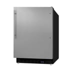 image of Summit ALFZ37BSSHV 20" Built-in or Freestanding Undercounter Freezer in Black, w/ Stainless Steel Door, 2.68 cu. ft.