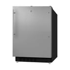 image of Summit ALRF49BSSHV 19" Undercounter Refrigerator Freezer in Black, w/ Stainless Steel Door, 2.68 cu. ft.