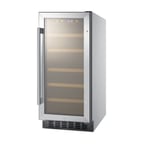 image of Summit ALWC15CSS 15" Glass Door Wine Refrigerator, Single Temperature, 23 Bottles