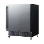 image of Summit FF27BSSCAS 27" Built-in Undercounter Refrigerator in Black, Stainless Steel Door, w/ Casters, 5 cu. ft.