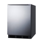 image of Summit FF7BKBISSHH 24" Built-in Undercounter Refrigerator in Black, Stainless Steel Door, 5.5 cu. ft.
