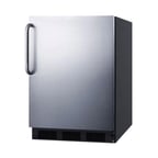 image of Summit FF7BKBISSTBADA 24" Built-in Undercounter Refrigerator in Black, Stainless Steel Door, Towel Bar Handle, ADA Compliant, 5.5 cu. ft.