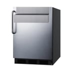 image of Summit FF7BKBISSTBADASR 24" Built-in or Freestanding Undercounter Refrigerator in Black, Stainless Steel Door, 5.5 cu ft
