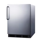 image of Summit FF7BKCSSADA 24" Built-in or Freestanding Undercounter Refrigerator in Stainless Steel, ADA Compliant, 5.5 cu ft