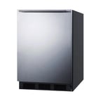 image of Summit FF7BKSSHH 24" Freestanding Undercounter Refrigerator in Black, Stainless Steel Door, 5.5 cu ft