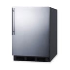 image of Summit FF7BKSSHVADA 24" Undercounter Refrigerator in Black, Stainless Steel Door, Thin Handle, ADA Compliant, 5.5 cu. ft.