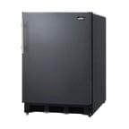 image of Summit FF7LBLKMBL 24" Undercounter Refrigerator in Black, w/ Door Lock and Casters, 5.5 cu. ft.