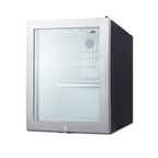 image of Summit MB13GST 16" Stainless Steel Trim Glass Door Compact Minibar Refrigerator in Black, 0.9 cu.ft
