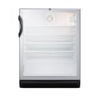 image of Summit SCR600BGLBIADA 24" Built-in Undercounter Glass Door Refrigerator in Black, 5.5 cu. ft.