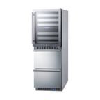image of Summit SWCDAR24 24" Glass Door Wine Cooler/Drawer Refrigerator Combo, Dual Temperature, 46 Bottles