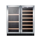 image of Summit SWBV3071 30" Glass Door Wine Refrigerator, Dual Temperature, 33 Bottles
