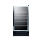 image of Summit SWC182ZCSS 18" Glass Door Wine Refrigerator, Dual Temperature, 28 Bottles