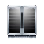 image of Summit SWC3066B 30" Glass Door Wine Refrigerator, Dual Temperature, 66 Bottles