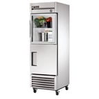 image of True T-23-1-G-1-HC~FGD01 27" One Section Reach-In Refrigerator w/ Glass & Solid Half Door, Bottom Mount, Stainless Steel Front-Aluminum Sides