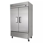 image of True T-43F-HC 47" Two Section Reach-In Freezer w/ 2 Solid Doors, Stainless Steel Front Aluminum Sides