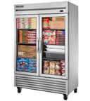 image of True T-49FG-HC~FGD01 54" Two Section Reach-In Freezer w/ 2 Glass Doors, Stainless Steel Front Aluminum Sides