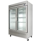 image of True T-49G-HC~FGD01 54" Two Section Reach-In Refrigerator w/ 2 Glass Doors, Bottom Mount, Stainless Steel Front-Aluminum Sides