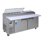 image of Tarrison CO-CTPPT272 71" Two Section Refrigerated Pizza Prep Table w/ 2 Doors, (9) 1/3 Pans