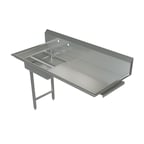 image of Tarrison TA-SDT6026L 60" Straight Soiled Dishtable w/ Left Table, Pre-Rinse Sink, 10" Backsplash