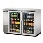 image of True TBB-24-48G-S-HC-LD 49" Two Glass Swinging Door Stainless Steel Back Bar Cooler w/ LED