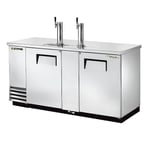 image of True TDD-3-S-HC 69" Solid Door Direct Draw Beer Dispenser with 2 Taps & 3 Keg Capacity