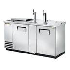 image of True TDD-3CT-S-HC 69" Solid Door Direct Draw Beer Dispenser with 2 Taps & 3 Keg Capacity
