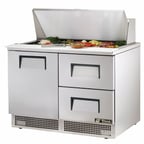 image of True TFP-48-18M-D-2 48" Mega Top Sandwich/Salad Prep Table w/ 2 Drawers & 1 Door, 18 Pans