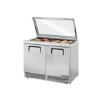 image of True TFP-48-18M-FGLID 48" Mega Top Sandwich/Salad Prep Table w/ 2 Doors, 18 Pans