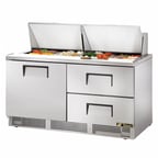image of True TFP-64-24M-D-2 64" Mega Top Sandwich/Salad Prep Table w/ 2 Drawers & 1 Door, 24 Pans