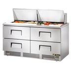 image of True TFP-64-24M-D-4 64" Mega Top Sandwich/Salad Prep Table w/ 4 Drawers, 24 Pans