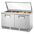 image of True TFP-64-24M-FGLID 64" Mega Top Sandwich/Salad Prep Table w/ 2 Doors, 24 Pans