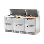 image of True TFP-72-30M-D-6~SPEC3 72" Mega Top Sandwich/Salad Prep Table w/ 6 Drawers, 30 Pans