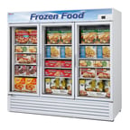 image of Turbo Air TGF-72FB-N 81" 3 Glass Door Freezer Merchandiser, White or Black, 58.45 cu. ft.