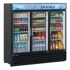image of Turbo Air TGM-72RSB-N 78" 3-Section Merchandiser Refrigerator w/ Swing Glass Door, 68 cu. ft.