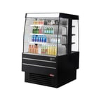 image of Turbo Air TIOM-36SB-N 39"  Island Display Square Refrigerated Merchandiser in Black, Self-Serve, (3+3) 6 Shelves, 17.6 cu. ft.