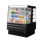 image of Turbo Air TIOM-48SB-N 51" Island Display Square Refrigerated Merchandiser in Black, Self-Serve, (3+3) 6 Shelves, 17.6 cu. ft.