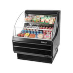 image of Turbo Air TOM-30LW(B)-N 28" Horizontal Open Display Merchandiser in White, Self-Contained, 1 Shelf, Low Profile, Glass Sides, 5.1 cu. ft.
