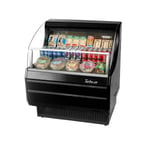 image of Turbo Air TOM-30SW(B)-N 28" Horizontal Open Display Merchandiser in White, Self-Contained, 3 Shelves, Glass Sides, 4.7 cu. ft.