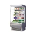 image of Turbo Air TOM-36DXS-N 36" Extra Deep Vertical Open Air Merchandiser, Stainless Steel, Self-Contained, 4 Shelves, Glass Sides, 17.1 cu. ft.
