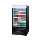 image of Turbo Air TOM-36EB-N 36" Vertical Open Air Merchandiser in Black, Self-Contained, 4 Shelves, Night Curtain, 16.5 cu. ft.