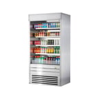 image of Turbo Air TOM-36ES-N 36" Vertical Open Air Merchandiser, Stainless Steel, Self-Contained, 4 Shelves, 16.5 cu. ft.