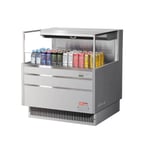 image of Turbo Air TOM-36L-UF-S-1S-N 34" Horizontal Open Air Merchandiser, Stainless Steel, Self-Contained, Deck Only, Low Profile, 4.6 cu. ft.