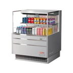 image of Turbo Air TOM-36L-UF-S-2S-N 34" Horizontal Open Air Merchandiser, Stainless Steel, Self-Contained, 1 Shelf, Low Profile, 7.5 cu. ft.