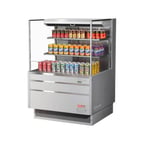 image of Turbo Air TOM-36L-UF-S-3S-N 34" Horizontal Open Air Merchandiser, Stainless Steel, Self-Contained, 2 Shelves, Low Profile, 11.1 cu. ft.