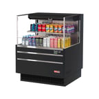 image of Turbo Air TOM-36L-UF-W(B)-2S-N 34" Horizontal Open Air Merchandiser, Specify Exterior, Self-Contained, 1 Shelf, Low Profile, 7.5 cu. ft.