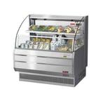 image of Turbo Air TOM-40LS-N 39" Horizontal Open Air Merhandiser, Stainless Steel, Self-Contained, 1 Shelf, Glass Sides, 7.4 cu. ft.