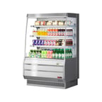 image of Turbo Air TOM-40MS-N 39" Vertical Open Air Merchandiser, Stainless Steel, Self-Contained, 3 Shelves, Glass Sides, 9.3 cu. ft.
