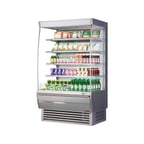 image of Turbo Air TOM-48DXS-N 48" Vertical Extra Deep Open Air Merchandiser, Stainless Steel, Self-Contained, 4 Shelves, 23.2 cu. ft.