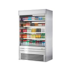 image of Turbo Air TOM-48ES-N 48" Vertical Open Air Merchandiser, Stainless Steel, Self-Contained, 4 Shelves, 22.6 cu. ft.