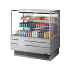image of Turbo Air TOM-48L-UF-S-3S-N 46" Horizontal Open Air Merchandiser, Stainless Steel, Self-Contained, 2 Shelves, 15.2 cu. ft.